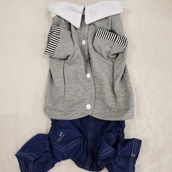 Dog Jumpsuit outfit w/ collar and tie Sz XL - Picture 4 of 6